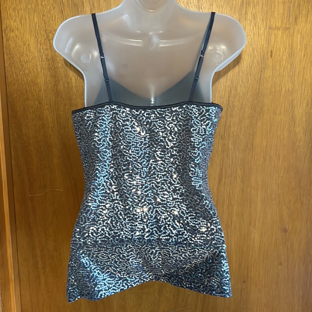 Express Dark Grey Sequin Adjustable Spaghetti Str… - image 3